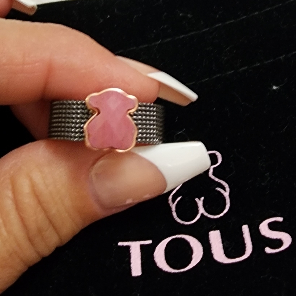 Tous Mesh Ring with Rhodonite Bear - Picture 3 of 7